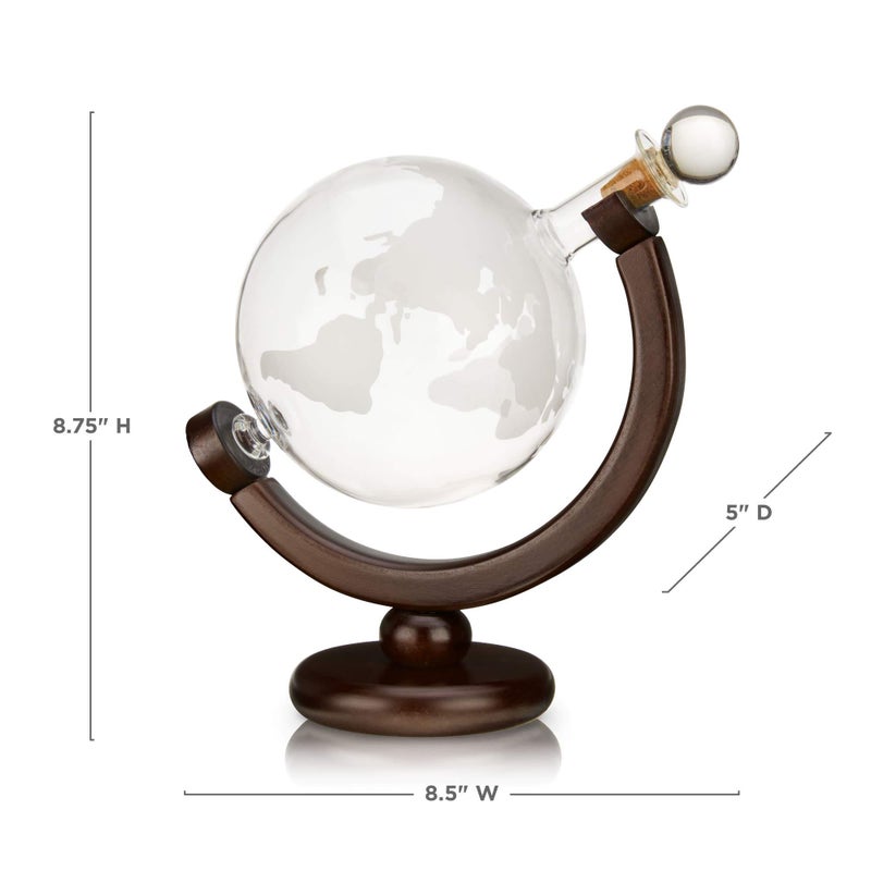 Viski Globe Whiskey Decanter with Wooden Stand and Cork Stopper, Stylish Liquor Decanter for Bourbon, Scotch, Spirits, Wedding Gifts, Man Cave Essentials, Home Bar, 32 oz (946 ml) - Image 3